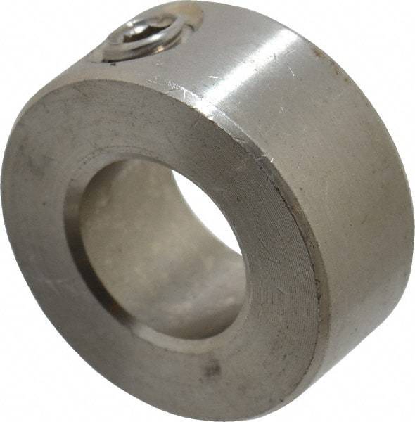 Climax Metal Products - 1/2" Bore, Stainless Steel, Set Screw Solid Set Screw Collars - 1" Outside Diam, 7/16" Wide - Eagle Tool & Supply