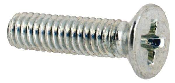 Value Collection - M2.5x0.45 Metric Coarse, 10mm OAL Phillips Drive Machine Screw - Flat Head, Grade 4.8 Steel, Zinc-Plated Finish, Without Washer - Eagle Tool & Supply