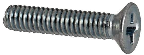 Value Collection - M2.5x0.45 Metric Coarse, 12mm OAL Phillips Drive Machine Screw - Flat Head, Grade 4.8 Steel, Zinc-Plated Finish, Without Washer - Eagle Tool & Supply