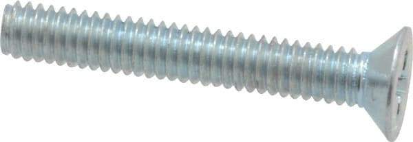 Value Collection - M2.5x0.45 Metric Coarse, 16mm OAL Phillips Drive Machine Screw - Flat Head, Grade 4.8 Steel, Zinc-Plated Finish, Without Washer - Eagle Tool & Supply