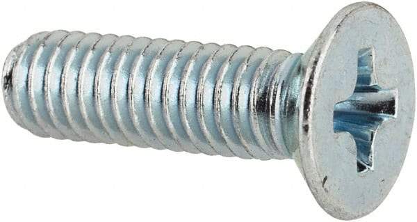 Value Collection - M4x0.70 Metric Coarse, 14mm OAL Phillips Drive Machine Screw - Flat Head, Grade 4.8 Steel, Zinc-Plated Finish, Without Washer - Eagle Tool & Supply