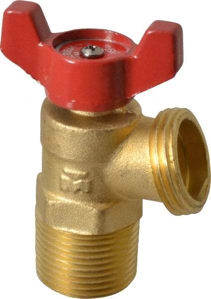 B&K Mueller - 1/2" Pipe, Brass, FNPT, MNPT x GHT End Connection, Boiler Drain Valve - 125 psi WOG Rating, Wing Tee Handle - Eagle Tool & Supply