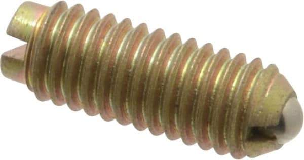 Gibraltar - 10-32, 0.093" Ball Diam, 33/64" Body Length, 0.025" Max Ball Reach, Threaded Ball Plunger - Steel Body, Steel Ball, 2 Lb Initial End Force, 5 Lb Final End Force - Eagle Tool & Supply