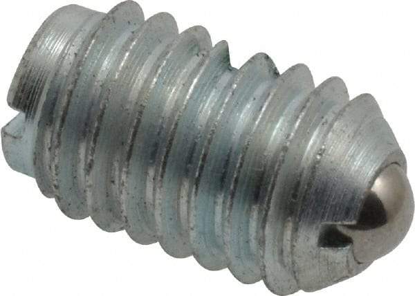 Gibraltar - 3/8-16, 0.187" Ball Diam, 5/8" Body Length, 0.048" Max Ball Reach, Threaded Ball Plunger - Steel Body, Steel Ball, 2.5 Lb Initial End Force, 5 Lb Final End Force, Locking Element - Eagle Tool & Supply