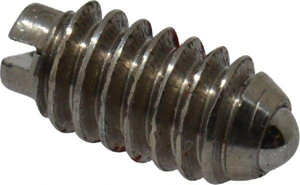 Gibraltar - 5-40, 0.062" Ball Diam, 1/4" Body Length, 0.02" Max Ball Reach, Threaded Ball Plunger - Steel Body, Steel Ball, 0.25 Lb Initial End Force, 0.75 Lb Final End Force, Locking Element - Eagle Tool & Supply