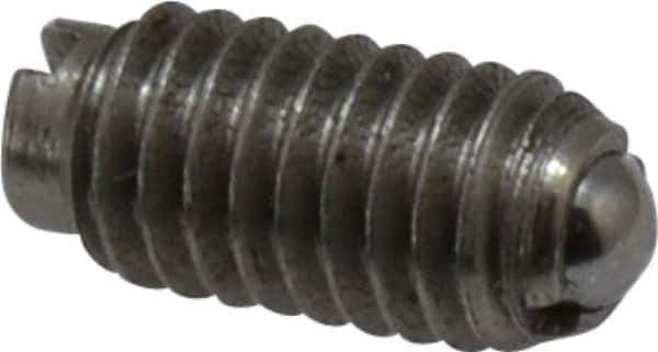 Gibraltar - 8-36, 0.093" Ball Diam, 11/32" Body Length, 0.025" Max Ball Reach, Threaded Ball Plunger - Steel Body, Steel Ball, 0.5 Lb Initial End Force, 1.25 Lb Final End Force - Eagle Tool & Supply