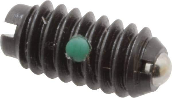 Gibraltar - 1/4-20, 0.125" Ball Diam, 17/32" Body Length, 0.035" Max Ball Reach, Threaded Ball Plunger - Steel Body, Steel Ball, 3 Lb Initial End Force, 7 Lb Final End Force, Locking Element - Eagle Tool & Supply