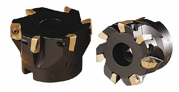 Kennametal - 7 Inserts, 4" Cut Diam, 1-1/4" Arbor Diam, 0.6" Max Depth of Cut, Indexable Square-Shoulder Face Mill - 0/90° Lead Angle, 1.96" High, AP.T 1604.., AP.W 1604.. & APEX 1604.. Insert Compatibility, Through Coolant, Series 7690 VA 16 - Eagle Tool & Supply