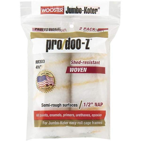 Wooster Brush - 1/2" Nap, 4-1/2" Wide Paint General Purpose Roller Cover - Smooth Texture, Fabric - Eagle Tool & Supply