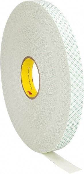 3M - 1" x 72 Yd Acrylic Adhesive Double Sided Tape - 1/32" Thick, Off-White, Urethane Foam Liner, Continuous Roll, Series 4032 - Eagle Tool & Supply