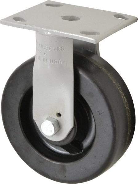 Fairbanks - 6" Diam x 2" Wide, Phenolic Rigid Caster - 1,200 Lb Capacity, Top Plate Mount, 4" x 4-1/2" Plate, Plain Bearing - Eagle Tool & Supply