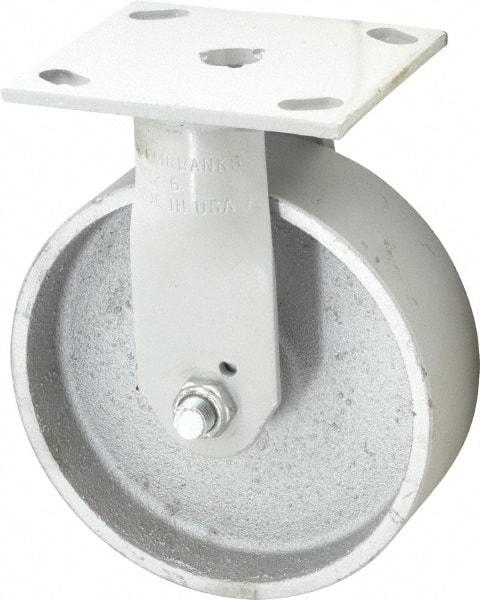 Fairbanks - 6" Diam x 2" Wide x 7-1/4" OAH Top Plate Mount Rigid Caster - Semi-Steel, 1,200 Lb Capacity, Plain Bearing, 4 x 4-1/2" Plate - Eagle Tool & Supply