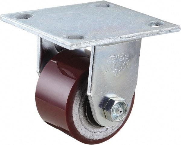 Value Collection - 3" Diam x 2" Wide x 4-1/2" OAH Top Plate Mount Rigid Caster - Polyurethane, 420 Lb Capacity, Roller Bearing, 4 x 4-1/2" Plate - Eagle Tool & Supply