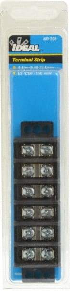 Ideal - 6 Poles, 600 Volt, 30 Amp, -40 to 266°F, Polyester Thermoplastic, Polyester Thermoplastic Multipole Terminal Block - Zinc Plated Steel, 22 to 10 AWG Compatibility, 0.81 Inch High - Eagle Tool & Supply