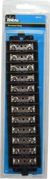 Ideal - 12 Poles, 600 Volt, 60 Amp, -40 to 266°F, Polyester Thermoplastic, Polyester Thermoplastic Multipole Terminal Block - Nickle Plated Brass, 22 to 6 AWG Compatibility, 1-1/4 Inch High - Eagle Tool & Supply