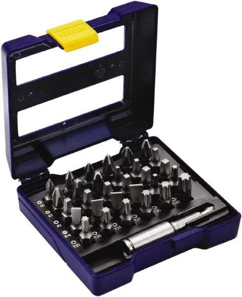 Irwin - 31 Piece, 1/4" Drive Screwdriver Insert Bit Set - #0 to #3 Phillips, 0.05 to 1/4" Hex, 1.27 to 10mm Hex, T10 to T40 Torx, #1 to #3 Square Recess - Eagle Tool & Supply