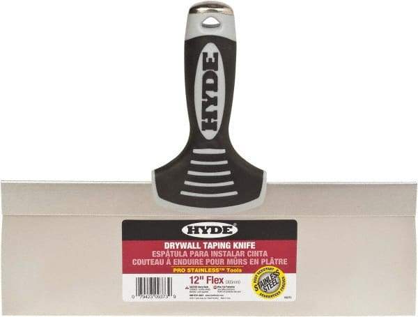 Hyde Tools - 12" Wide Flexible Blade Stainless Steel Joint Knife - Flexible, Plastic Overmold Handle - Eagle Tool & Supply