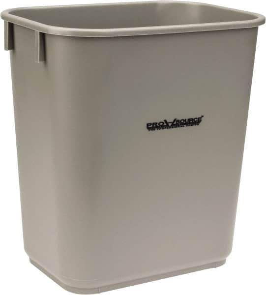 PRO-SOURCE - 14 Qt Gray Rectangle Trash Can - Polyethylene, 12-1/4" High x 8-1/4" Long x 11-1/4" Wide - Eagle Tool & Supply