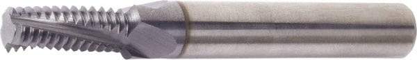 Vargus - 10-32 UN, 0.121" Cutting Diam, 3 Flute, Solid Carbide Helical Flute Thread Mill - Internal Thread, 5/16" LOC, 2" OAL, 1/8" Shank Diam - Eagle Tool & Supply
