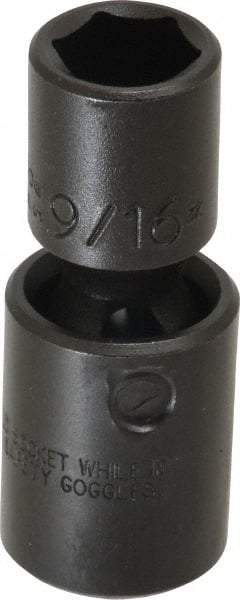 Proto - 1/2" Drive 9/16" Standard Universal Impact Socket - 6 Points, 2-19/32" OAL - Eagle Tool & Supply