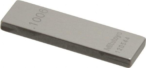 Mitutoyo - 0.1006" Rectangular Steel Gage Block - Accuracy Grade 0, Includes Certificate of Inspection - Eagle Tool & Supply