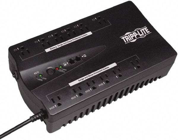 Tripp-Lite - 15 Amp, 750 VA, Flat Pack Mount Standby Backup Uninterruptible Power Supply - Backup 2.8 min with Full Load & 9 min with Half Load, 120 VAC Input & Output, 450 Watt Output, 1 Phases, 8 Outlets - Eagle Tool & Supply