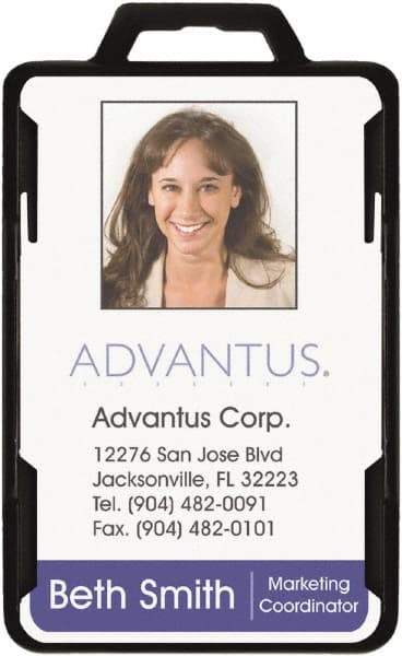 ADVANTUS - Various Attachment Types Badge Holder - Black - Eagle Tool & Supply