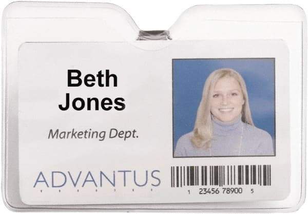 ADVANTUS - Clip-On Badge Holder - Clear - Eagle Tool & Supply