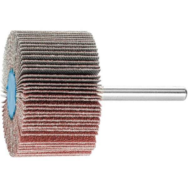 PFERD - 2" Diam x 1" Face Width, Aluminum Oxide Coated Mounted Flap Wheel - 1/4" Shank Mount, 80 Grit, 23,000 Max RPM - Eagle Tool & Supply