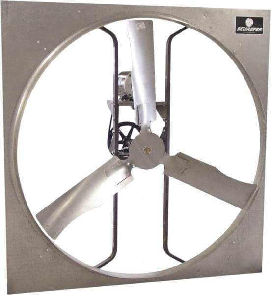 Schaefer Ventilation Equipment - 54" Blade, Belt Drive, 1-1/2 hp, 42,140 CFM, Totally Enclosed Exhaust Fan - 6.8/6.4 Amp, 208 to 230 & 220 Volt, 1 Speed, Single Phase - Eagle Tool & Supply