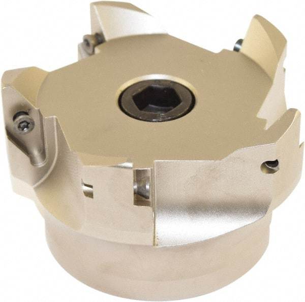 Millstar - 5 Inserts, 80mm Cut Diam, 27mm Arbor Diam, Indexable Square-Shoulder Face Mill - 0/90° Lead Angle, 60mm High, VCGT Insert Compatibility, Series ASMN - Eagle Tool & Supply