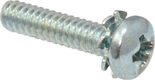 Value Collection - #4-40 UNC, 1/2" Length Under Head Phillips Drive Machine Screw - Pan Head, Grade J82 Steel, Zinc-Plated Finish, External Tooth - Eagle Tool & Supply