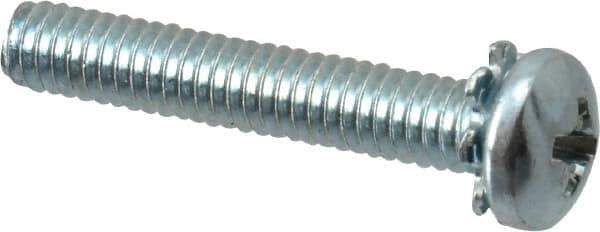 Value Collection - #8-32 UNC, 1" Length Under Head Phillips Drive Machine Screw - Pan Head, Grade J82 Steel, Zinc-Plated Finish, External Tooth - Eagle Tool & Supply