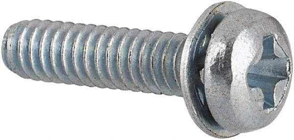 Value Collection - #2-56 UNC, 3/8" Length Under Head Phillips Drive Machine Screw - Pan Head, Grade J82 Steel, Zinc-Plated Finish, Internal Tooth - Eagle Tool & Supply