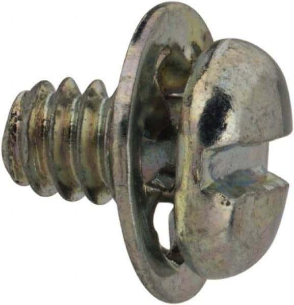 Value Collection - #4-40 UNC, 3/16" Length Under Head Slotted Drive Machine Screw - Pan Head, Grade J82 Steel, Zinc-Plated Finish, Internal Tooth - Eagle Tool & Supply