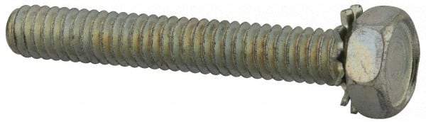 Value Collection - 1/4-20 UNC, 1-3/4" Length Under Head Hex Drive Machine Screw - Hex Head, Grade J82 Steel, Zinc-Plated Finish, External Tooth - Eagle Tool & Supply