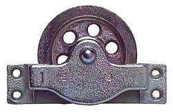 Value Collection - Single Open Side Mount Guidance Pulley - Sheave, 3-1/4 Inch Outside Diameter, Wire Rope, 1/4 Inch Diameter, 0.209 Inch to 0.22 Inch Mounting Hole Diameter Iron, Galvanized Finish - Eagle Tool & Supply
