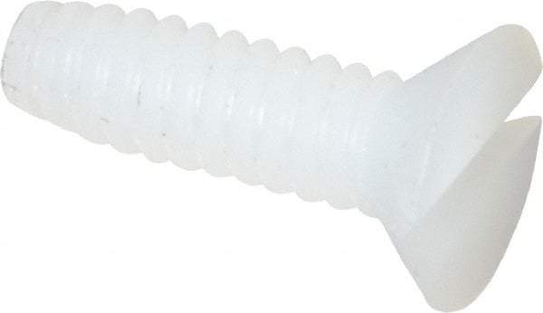 Made in USA - #4-40 UNC, 3/8" OAL Slotted Drive Machine Screw - Flat Head, Grade 6/6 Nylon, Uncoated, Without Washer - Eagle Tool & Supply