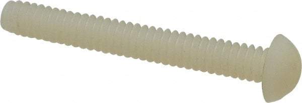 Made in USA - #10-24 UNC, 1-1/2" Length Under Head Slotted Drive Machine Screw - Round Head, Grade 6/6 Nylon, Uncoated, Without Washer - Eagle Tool & Supply