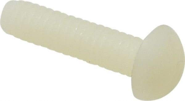 Made in USA - 1/4-20 UNC, 1" Length Under Head Slotted Drive Machine Screw - Round Head, Grade 6/6 Nylon, Uncoated, Without Washer - Eagle Tool & Supply