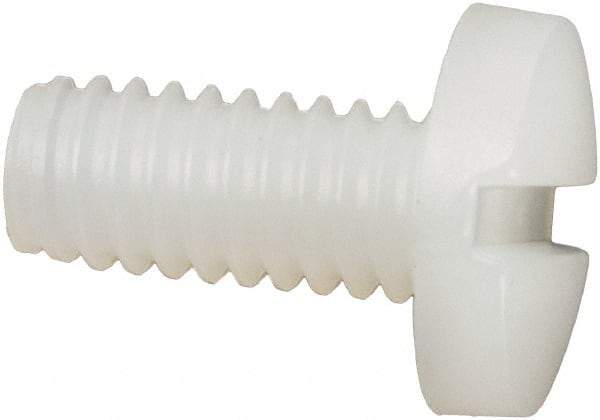 Made in USA - #8-32 UNC, 3/8" Length Under Head Slotted Drive Machine Screw - Binding Head, Grade 6/6 Nylon, Uncoated, Without Washer - Eagle Tool & Supply