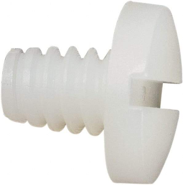 Made in USA - #10-24 UNC, 1/4" Length Under Head Slotted Drive Machine Screw - Binding Head, Grade 6/6 Nylon, Uncoated, Without Washer - Eagle Tool & Supply