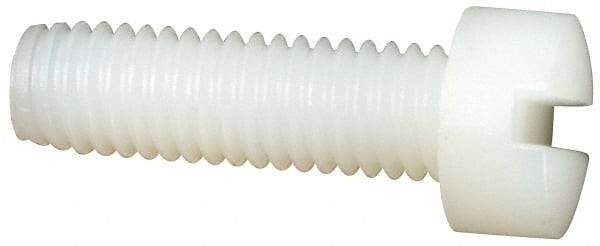Made in USA - #10-32 UNF, 5/8" Length Under Head Slotted Drive Machine Screw - Fillister Head, Grade 6/6 Nylon, Uncoated, Without Washer - Eagle Tool & Supply