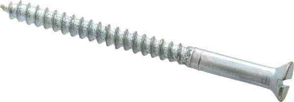 Value Collection - #4, 1-1/2" OAL, Slotted Drive, Flat Head Wood Screw - Zinc Plated Steel, Grade 2 - Eagle Tool & Supply
