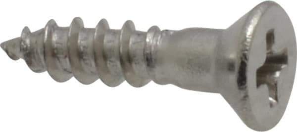 Value Collection - #4, 1/2" OAL, Phillips Drive, Flat Head Wood Screw - Stainless Steel, Grade 18-8 - Eagle Tool & Supply