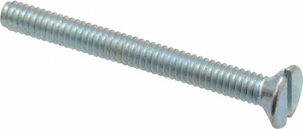 Value Collection - #5-40 UNC, 1-1/4" OAL Slotted Drive Machine Screw - Flat Head, Grade 2 Steel, Zinc-Plated Finish, Without Washer - Eagle Tool & Supply