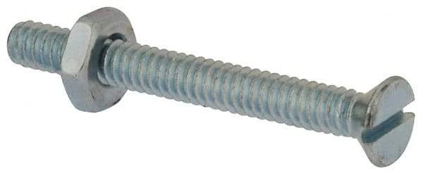 Value Collection - #10-24 UNC, 1-3/4" OAL Slotted Drive Machine Screw - Flat Head, Grade 2 Steel, Zinc-Plated Finish, Without Washer - Eagle Tool & Supply