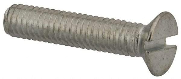 Value Collection - M4x0.70, 20mm OAL Slotted Drive Machine Screw - Flat Head, Grade 4.8 Steel, Zinc-Plated Finish, Without Washer - Eagle Tool & Supply