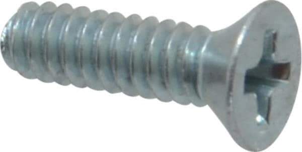 Value Collection - #4-40 UNC, 3/8" OAL Phillips Drive Machine Screw - Flat Head, Grade 2 Steel, Zinc-Plated Finish, Without Washer - Eagle Tool & Supply