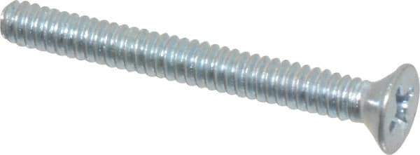 Value Collection - #4-40 UNC, 1" OAL Phillips Drive Machine Screw - Flat Head, Grade 2 Steel, Zinc-Plated Finish, Without Washer - Eagle Tool & Supply